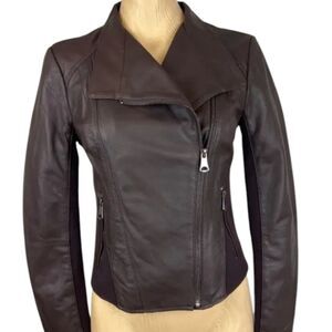 NWT ANDREW MARC Women's Felix Leather Moto Jacket In Burgundy Retails At $500 XS